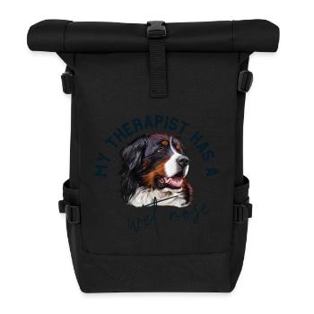 Bernese Mountain Dog - Roll Top Backpack - black - Front