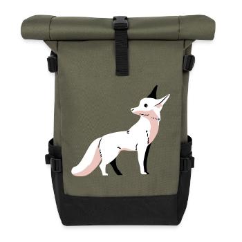 Wildlife Fox Foxes Children Arctic Snow Zoo - Roll Top Backpack - olive/black - Front