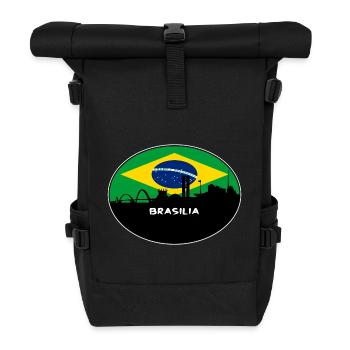 Brasilia Brazil Flag Skyline Silhouette Travel - Roll Top Backpack - black - Front
