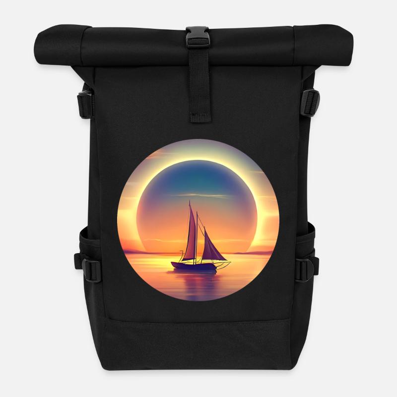 Segeln in den Sonnenuntergang - Rolltop Rucksack - Schwarz