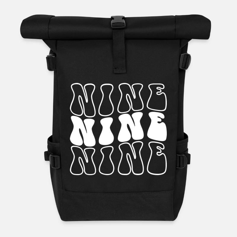 Neun 9. Geburtstag Kinder Jungen Mädchen 9 Jahre alt - Rolltop Rucksack - Schwarz
