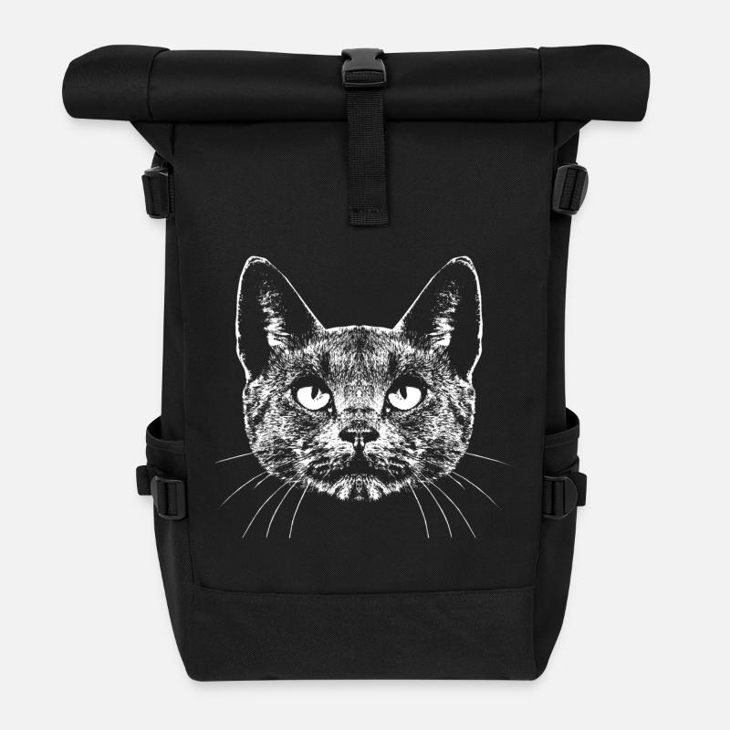 Katze / Portrait - Rolltop Rucksack - Schwarz