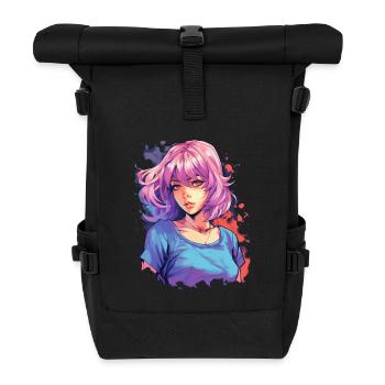 Anime Girl - Roll Top Backpack - black - Front