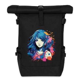 Anime Girl - Roll Top Backpack - black - Front