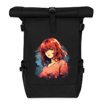 Anime Girl - Roll Top Backpack - black - Front
