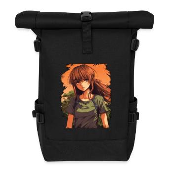 Anime Girl - Roll Top Backpack - black - Front