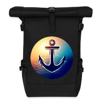 Anchor Sunset Round - Roll Top Backpack - black - Front