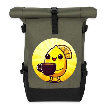Caffeine sunset with lemon and coffee - Roll Top Backpack - olive/black - Front