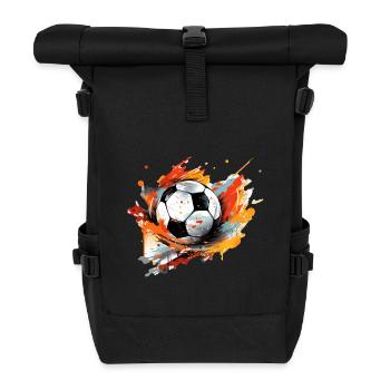 Fußball Ball - Rolltop Rucksack - Schwarz - Vorne