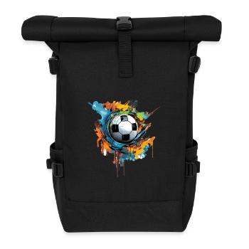 Soccer Ball - Roll Top Backpack - black - Front