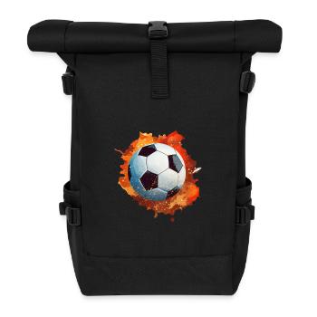 Fußball Ball - Rolltop Rucksack - Schwarz - Vorne