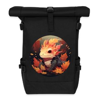 Axolotl in autumn foliage - Roll Top Backpack - black - Front