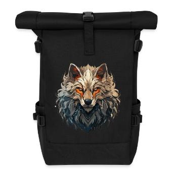 Wolf - Illustration - Rolltop Rucksack - Schwarz - Vorne