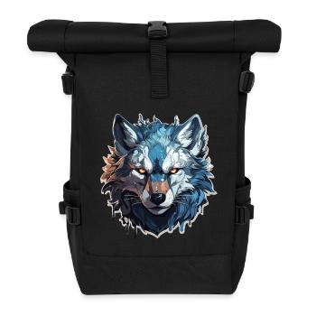 Wolf - Illustration - Rolltop Rucksack - Schwarz - Vorne
