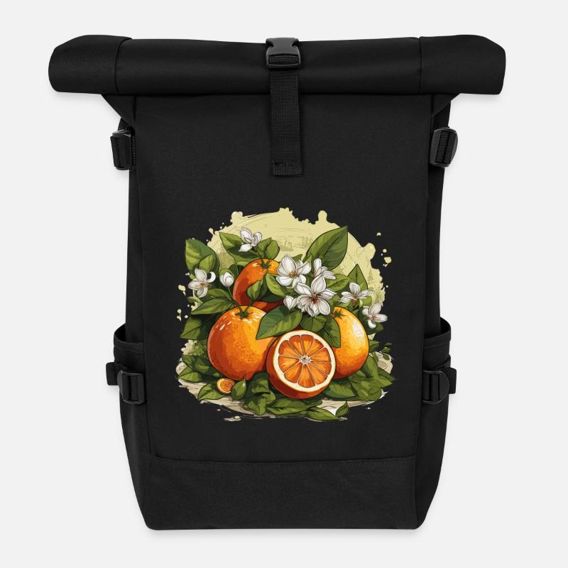 Orange - Illustration - Sac à dos roll top - noir