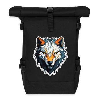 Wolf - Illustration - Rolltop Rucksack - Schwarz - Vorne
