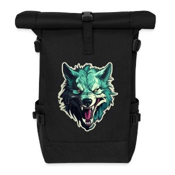 Wolf - Illustration - Rolltop Rucksack - Schwarz - Vorne