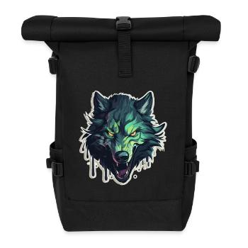 Wolf - Illustration - Rolltop Rucksack - Schwarz - Vorne