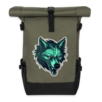 Wolf - Illustration - Rolltop Rucksack - Olive/Schwarz - Vorne