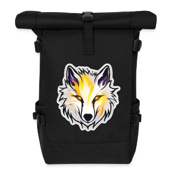 Wolf - Illustration - Rolltop Rucksack - Schwarz - Vorne