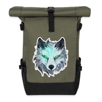 Wolf - Illustration - Rolltop Rucksack - Olive/Schwarz - Vorne