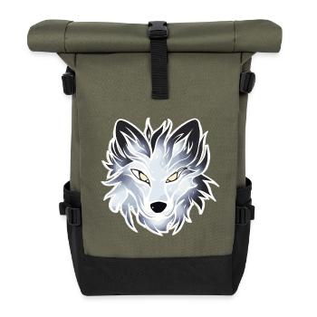 Wolf - Illustration - Rolltop Rucksack - Olive/Schwarz - Vorne