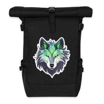 Wolf - Illustration - Rolltop Rucksack - Schwarz - Vorne