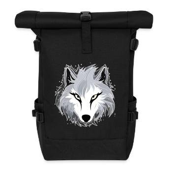 Wolf - Illustration - Rolltop Rucksack - Schwarz - Vorne