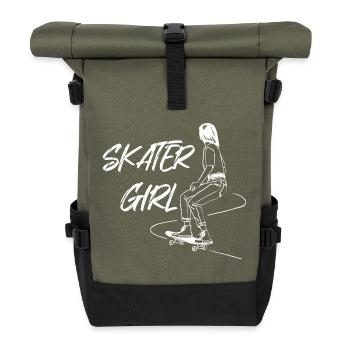 Skater Girl - Roll Top Backpack - olive/black - Front