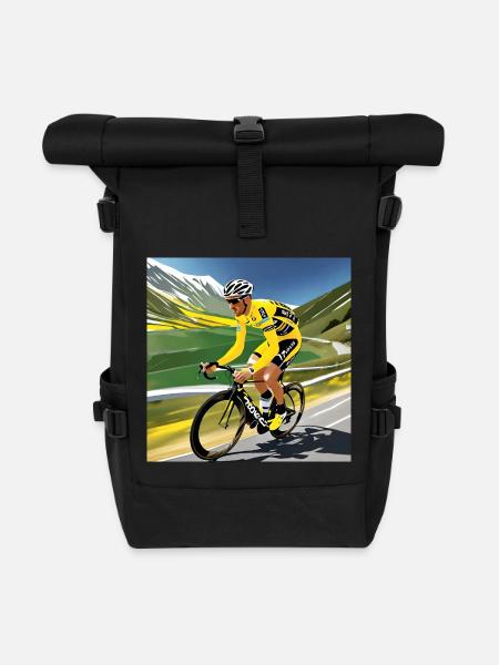 Retro Cyclist - Roll Top Backpack - black