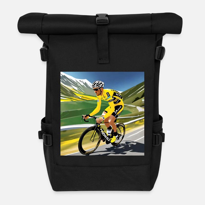 Retro-Radfahrer - Rolltop Rucksack - Schwarz