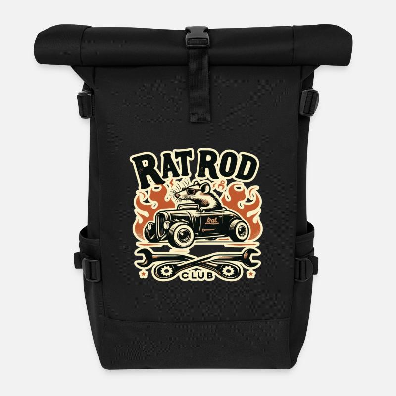 Ratsking Ratlook Shirt – Rustikaler Custom Style - Rolltop Rucksack - Schwarz