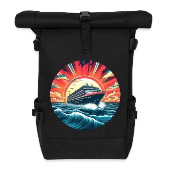 Kreuzfahrt Abenteuer: Sonnenuntergang & Rauhe See - Rolltop Rucksack - Schwarz - Vorne