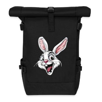 Lustiger Hase Mit Großen Ohren Und Augen - Rolltop Rucksack - Schwarz - Vorne
