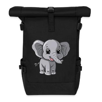 Niedlicher Grauer Baby Elefant Blick - Rolltop Rucksack - Schwarz - Vorne