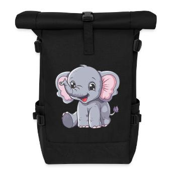 Cute elephant for kids - Roll Top Backpack - black - Front