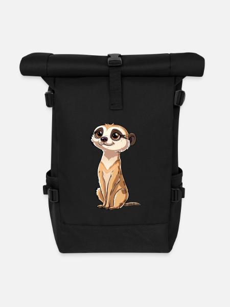 Verspielter Erdmännchen Blick - Rolltop Rucksack - Schwarz