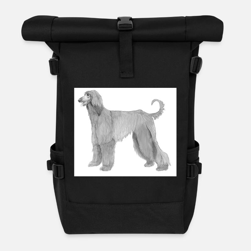 Afghan Hound Sticker No. 2 - Roll Top Backpack - black