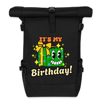 Lustiges Geburtstag Niedliches Cartoon Retro Vintage Geschenk - Rolltop Rucksack - Schwarz - Vorne