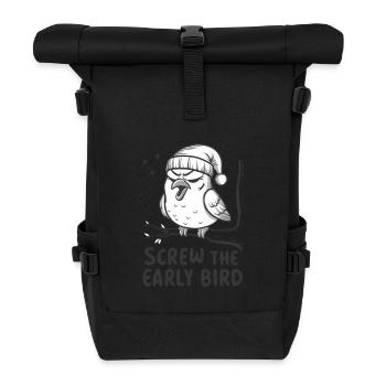 Der frühe Vogel kann mich mal - Rolltop Rucksack - Schwarz - Vorne