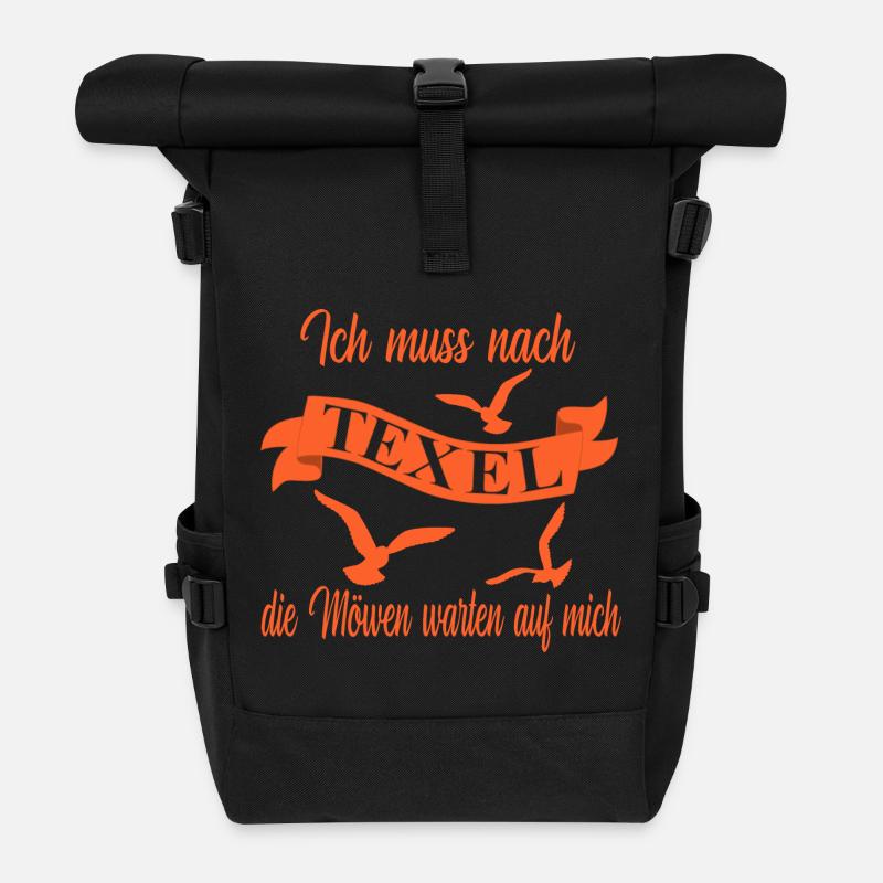 Texel Urlaub - Rolltop Rucksack - Schwarz