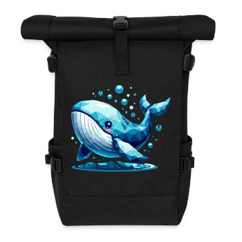 Süßer Wal mit Luftblasen im Polygon-Stil - Rolltop Rucksack - Schwarz - Vorne