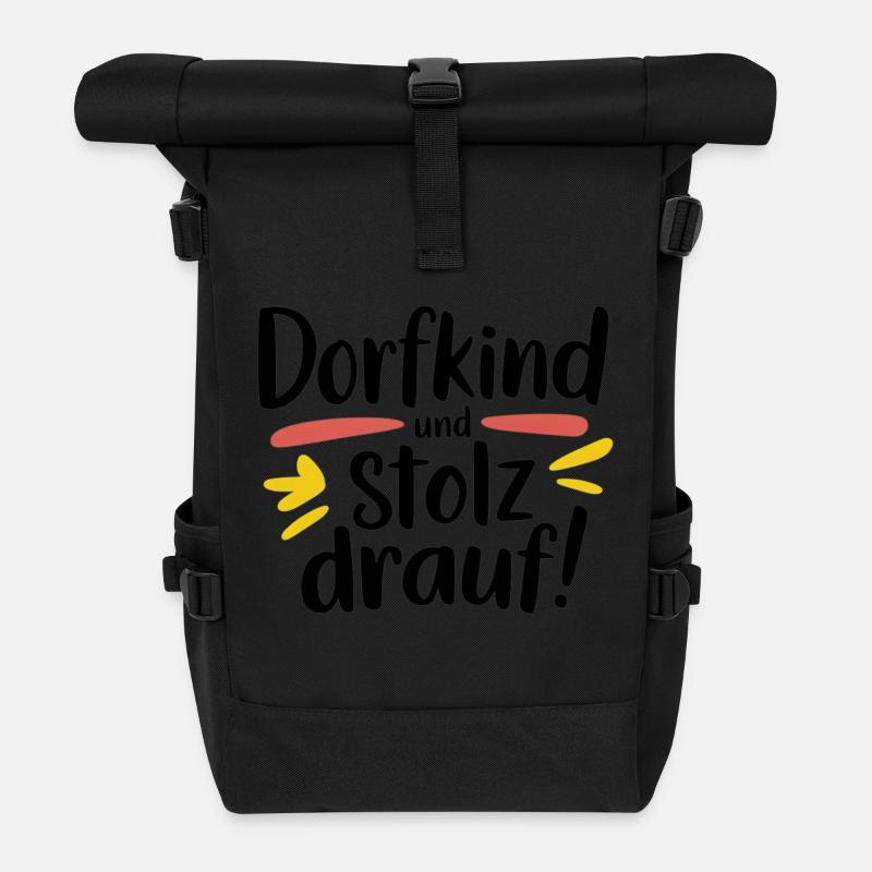Dorfkind und stolz drauf! - Rolltop Rucksack - Schwarz