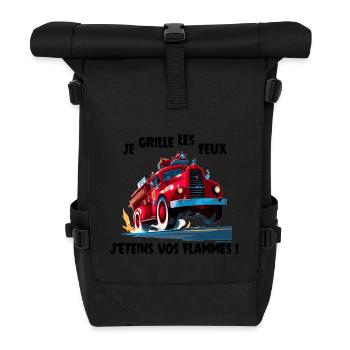 JE GRILLE LES FEUX, J'ÉTEINS VOS FLAMMES ! pompier - Sac à dos roll top - noir - Devant