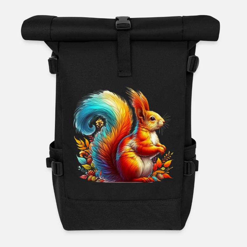 Eichhörnchen - Rolltop Rucksack - Schwarz