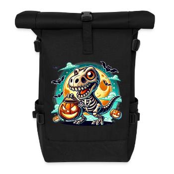 Süßer Dino Skelett Halloween Kürbislaterne - Rolltop Rucksack - Schwarz - Vorne
