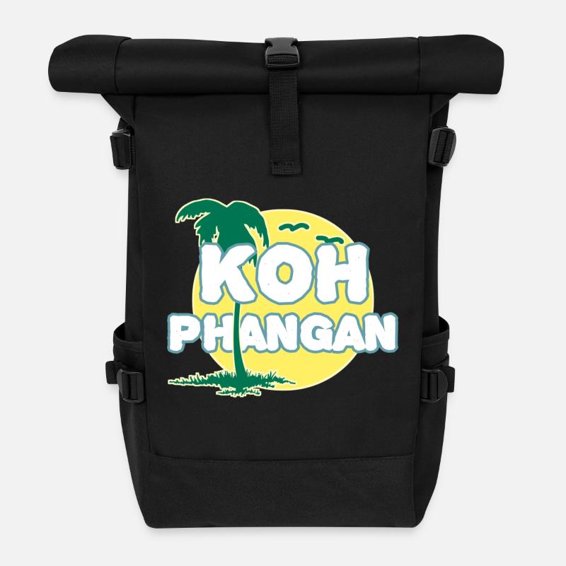 Full Moon Palm Tree K8h Phangan - Roll Top Backpack - black