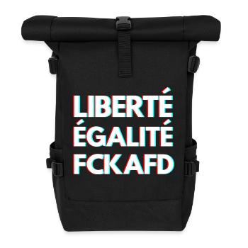 LIBERTÉ ÉGALITÉ FCKAFD – Statement Design - Rolltop Rucksack - Schwarz - Vorne