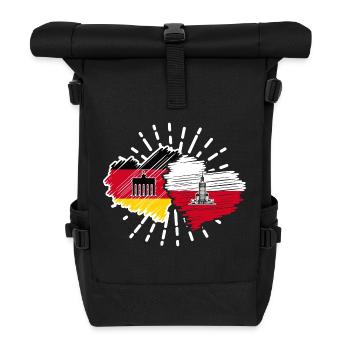 Deutschland Polen Herzen Fußball Länderspiel - Rolltop Rucksack - Schwarz - Vorne