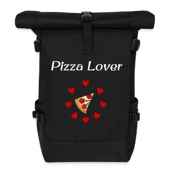 Pizza Lover Hearts Around Pizza - Roll Top Backpack - black - Front